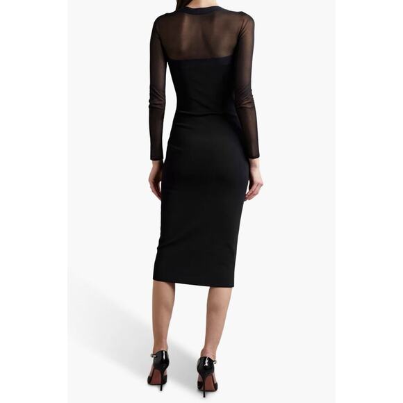 Ralph Lauren Collection Purple Label Chiffon paneled stretch knit midi dress $3k - Picture 2 of 13